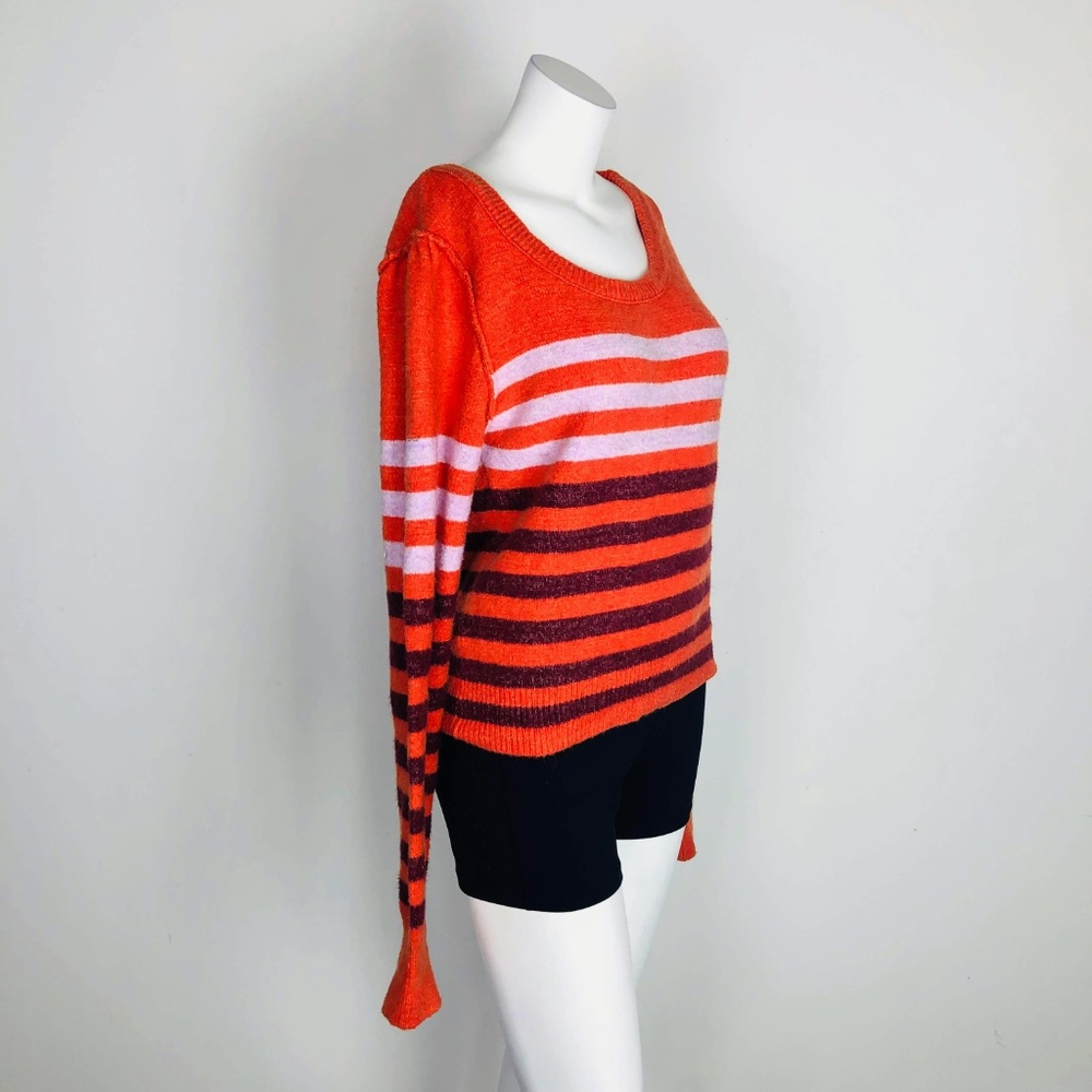 Free People Complete Me Orange Striped Sweater - Picture 6 of 8